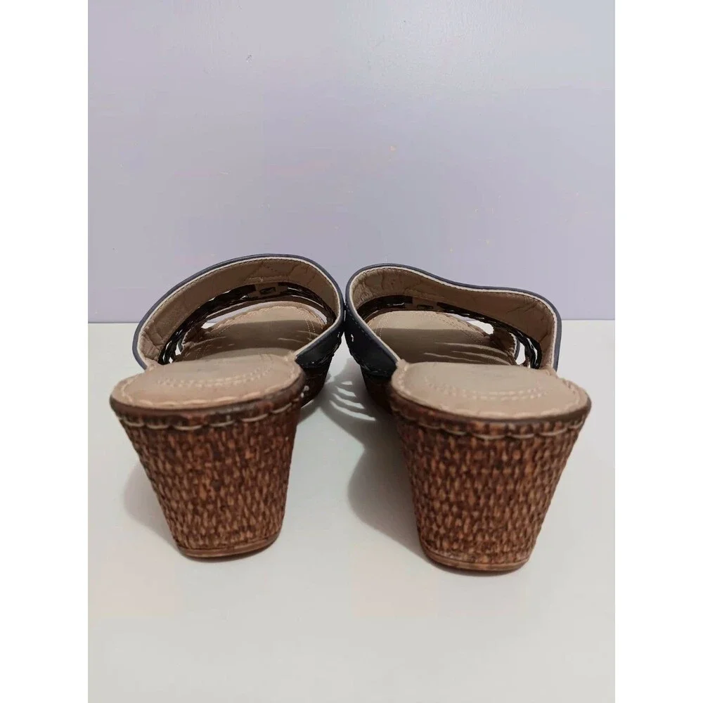 Patriza Pitaya Blue Braided Wedge Sandals Sz 6.5 (37)